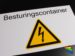 Waarschuwingssticker besturingscontainer, alle afmetingen zijn mogelijk